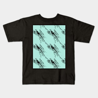 Black intricate fragments on a light green surface. Kids T-Shirt